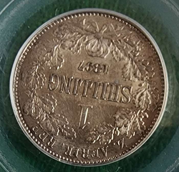 1897 One Shilling AU53