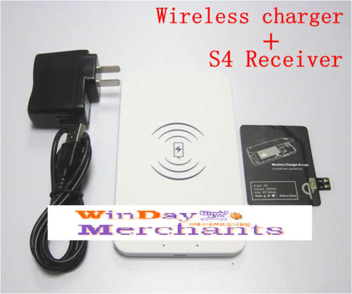 Ultra Slim Qi Receiver Adapter +Wireless Charging Pad for Samsung Galaxy S4 SIV i95