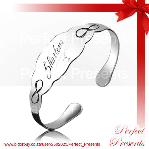 Stainless Steel Infinity Open Ended Bracelet with Free Engraving