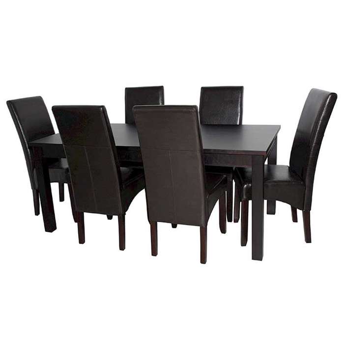 PALACE 180CM DINING TABLE & 6 X REX SHINY BROWN DINING CHAIRS