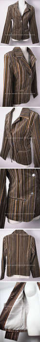Ladies 2 PC matching striped suit jacket and pants set