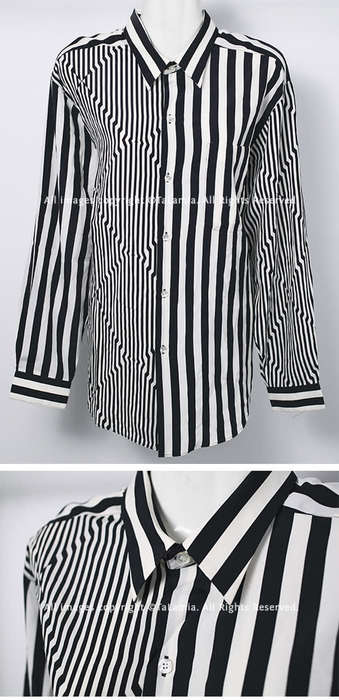Womens black and white stripes blouse shirt