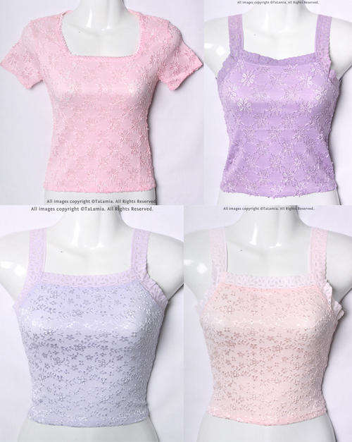 4 PCS Ladies lace stretch tops - pastel dreams collection