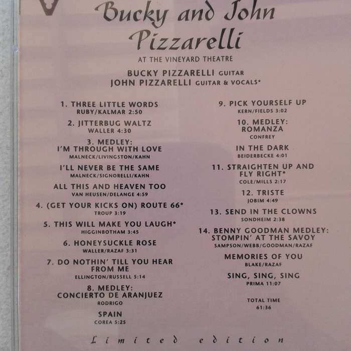 Bucky And John Pizzarelli - Live At The Vineyard [Ltd Ed] (1995)