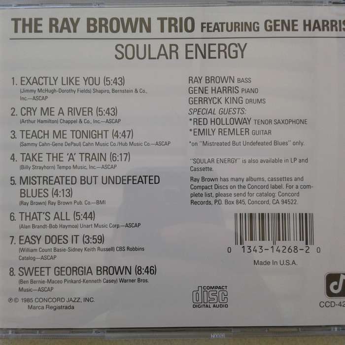 The Ray Brown Trio Featuring Gene Harris - Soular Energy [Import CD] (1985)