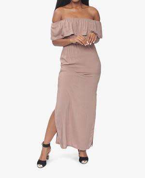 OFF SHOULDER MAXI DRESS - CAMEL **FREE SHIPPING**