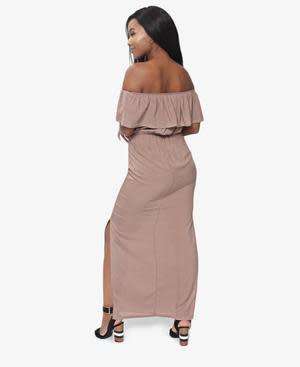 OFF SHOULDER MAXI DRESS - CAMEL **FREE SHIPPING**