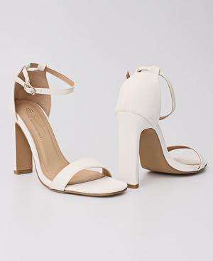 BLOCK HEELS - WHITE SIZE 3 5 6 7 8