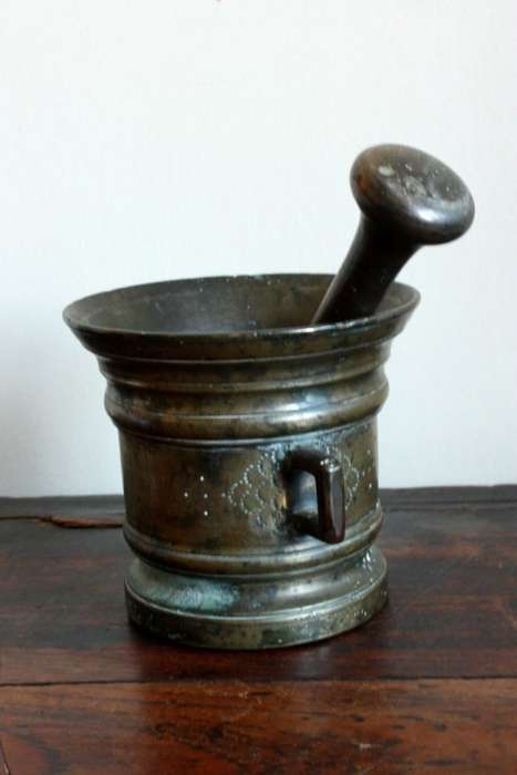 Bronze 18th century two handled pestle & mortar