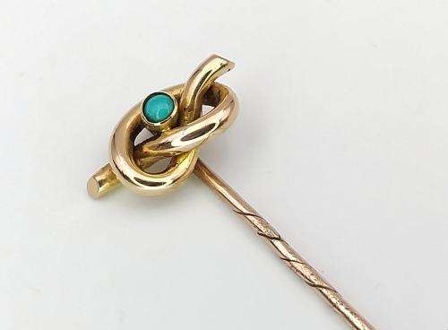 Victorian turquoise love knot stick pin