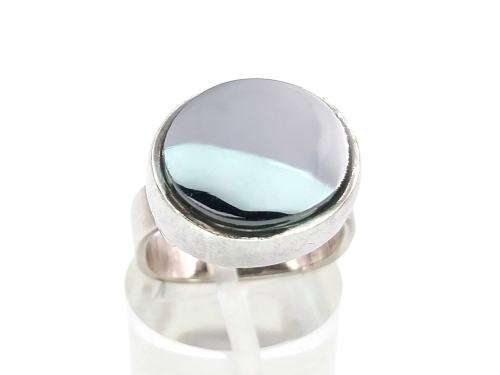 Modernist haemetite sterling silver signet ring