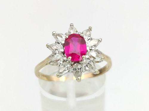 Pretty pink and white CZ ring (set in 9ct gold)