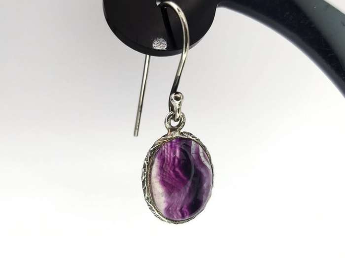 *Rare stone* vintage sterling silver blue john stone earrings