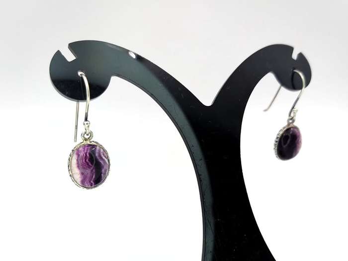 *Rare stone* vintage sterling silver blue john stone earrings