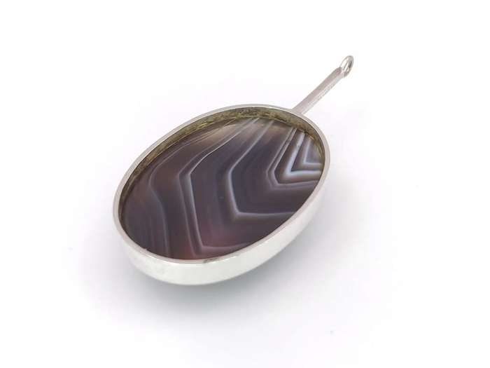 Sterling silver banded agate pendant by South African silversmith George Xanthides