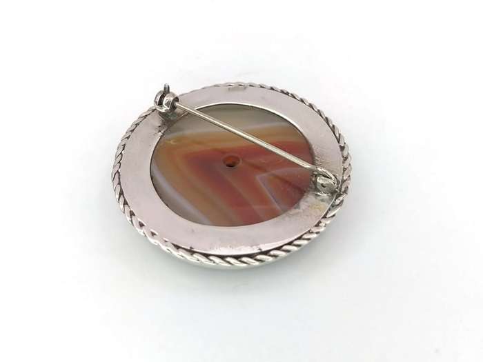 Antique sterling silver carnelian brooch