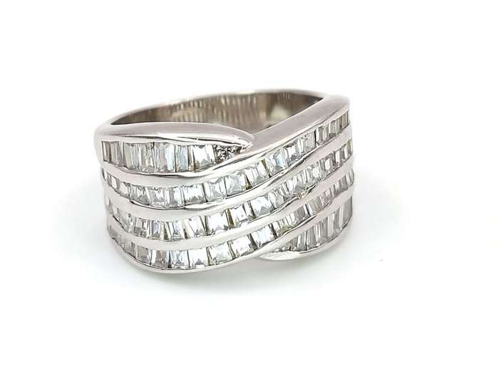 Elegant sterling silver and CZ ring, pavé set