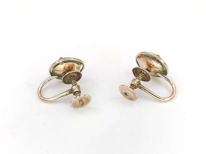Vintage 14ct gold & green jade earrings