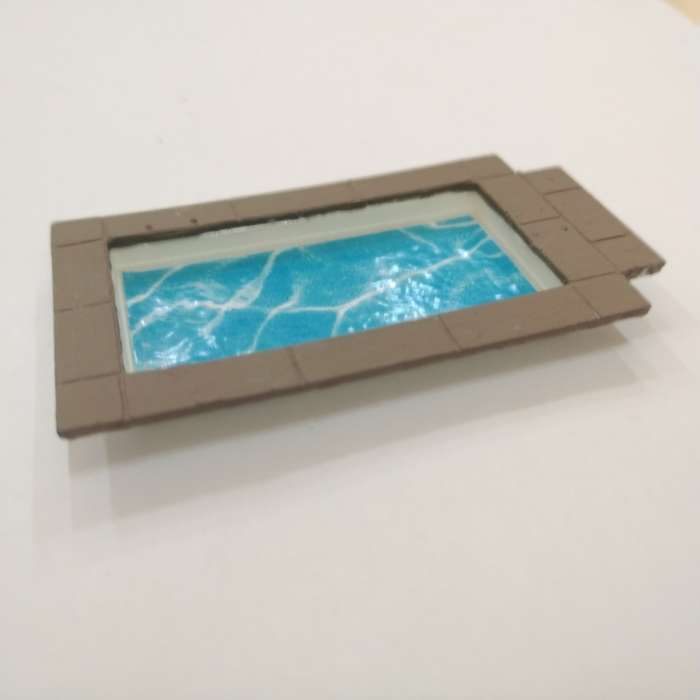 Model Trains HO 1 x Swimming Pool only Big - 78mm x 44mm x 8mm (House not included)