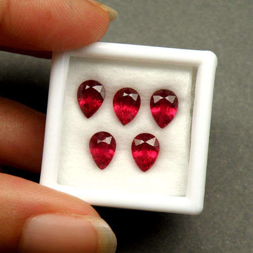 5.25ct Pear 7x5mm 5 pieces AAA+ Top Quality Gemstone Natural Top Blood Red Ruby