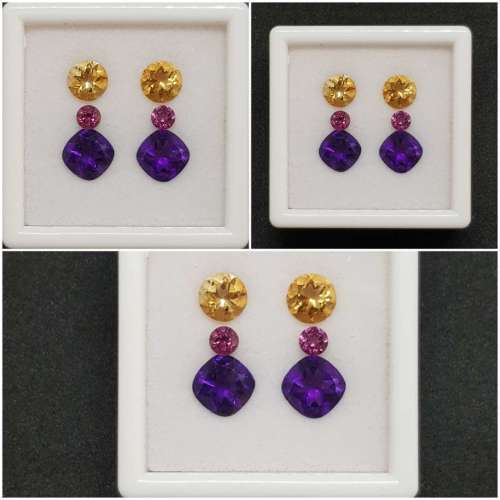 7.17Cts Natural Gemstone Earrings 3 Piece Combination Set