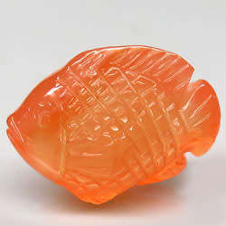 19Ct. Natural Orange Agate Fish Carving  Gorgeous