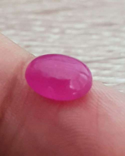 3.71Ct. Ruby Oval Cabochon Pinkish Red Good Sparkling! Natural