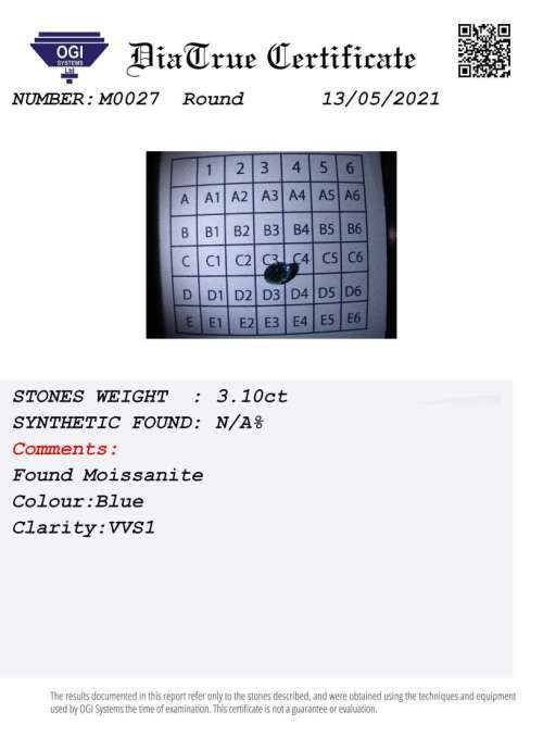 Certified 2CT  VVSI D MOISSANITE ROUND BRILLIANT CUT