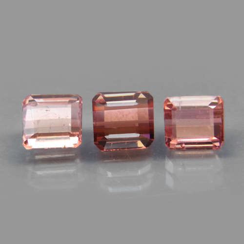 Pink Tourmaline 3Pcs/2.35Ct Emerald Cut 5x4.5-5x5mm.Beautiful Color! Natural