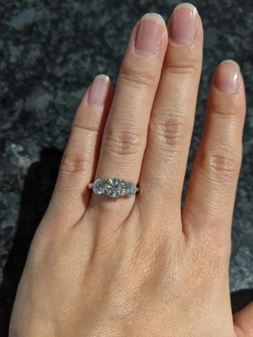 3.00 Carat Trilogy Moissanite **GRA Certified**  VVSI/D Engagement Ring in Sterling Silver