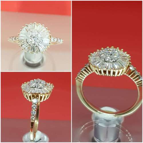 CLUSTER DESIGN 1.250ct DIAMOND RING  YELLOW GOLD **SUPER SPARKLY **
