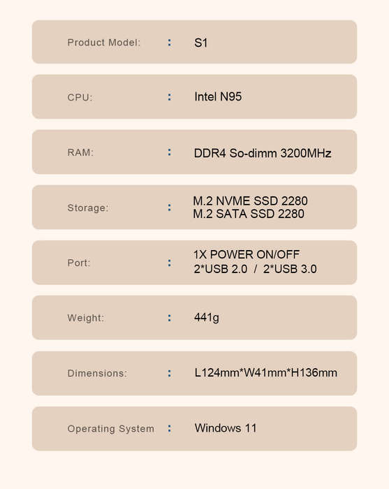 Mini PC Intel Alder Lake N95 Windows 11 Ultra Small Pocket Computer  SSD Full Function
