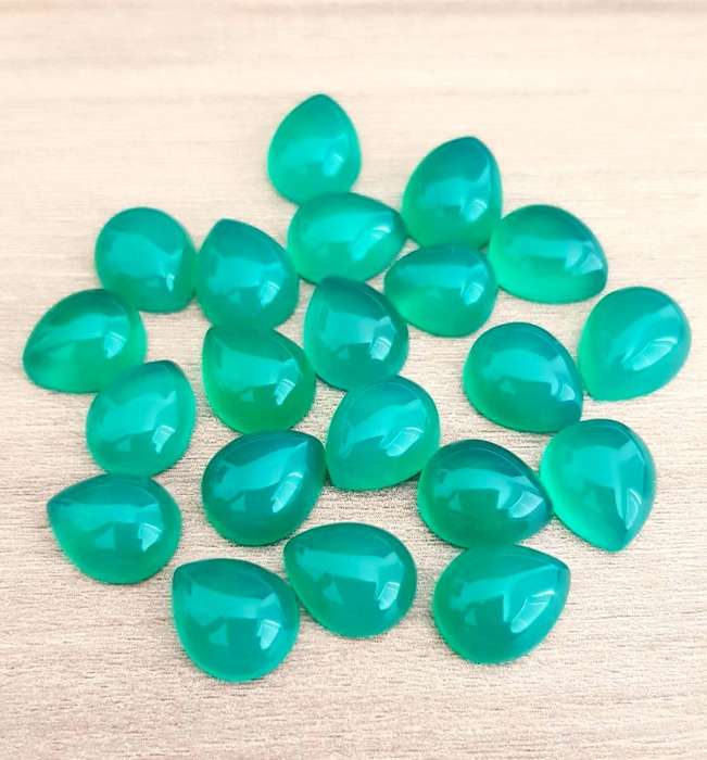 Green Onyx  10x12mm Pear Cabochon Brilliant gemstone