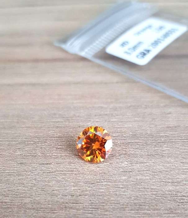 2Cts MOISSANITE ORANGE VVSI 8mm ROUND **GRA Certified **BRILLIANT CUT