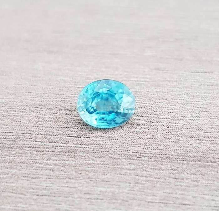 1.31 Ct. Zircon Natural Oval Facet Blue Sea Glistening Cambodia