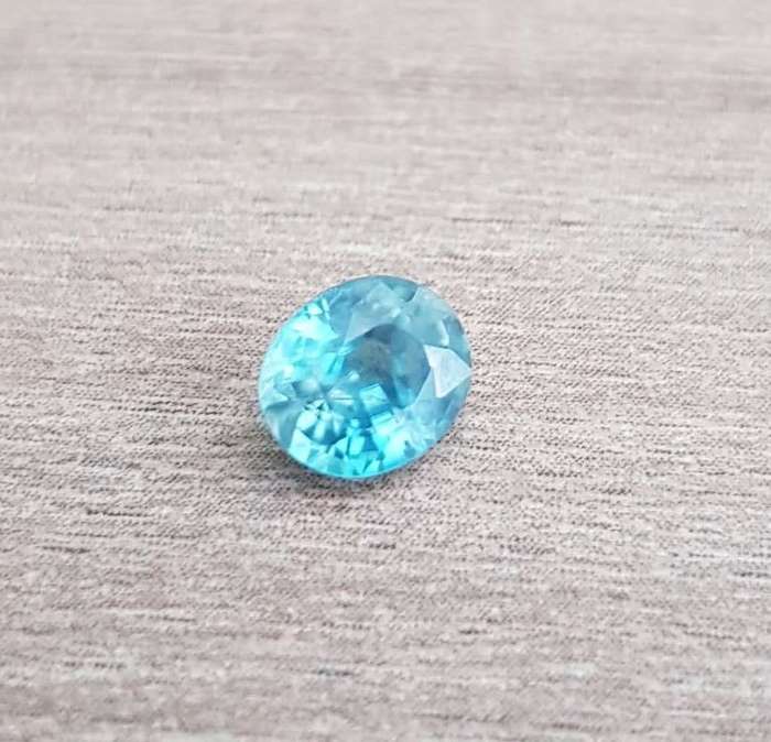 1.31 Ct. Zircon Natural Oval Facet Blue Sea Glistening Cambodia