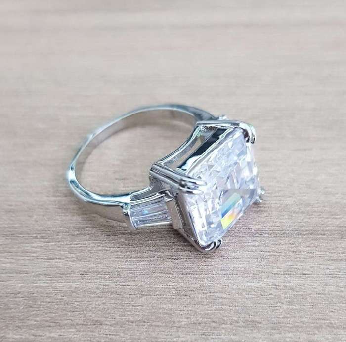 Trilogy 9.50Cts Asscher Cut Ring Luxury Cocktail 12*x12mm Quartz  **925 Sterling Silver **