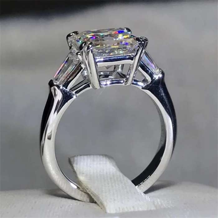 Trilogy 9.50Cts Asscher Cut Ring Luxury Cocktail 12*x12mm Quartz  **925 Sterling Silver **