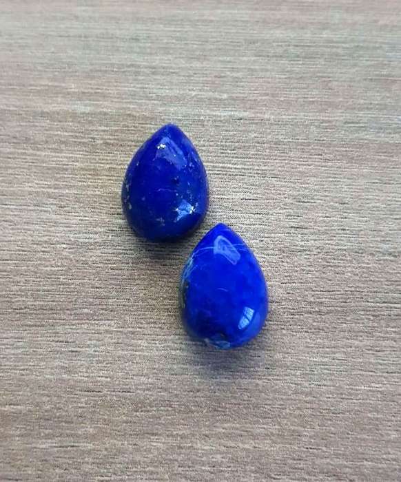 LAPIS LAZULI PEAR SHAPE **MATCHING PAIR**GEMSTONES 10X14 MM 11.98Cts CABOCHON  NATURAL