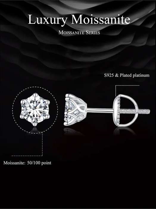 Moissanite Earrings  1.00ctw 925 Sterling Silver**GRA Certified**  VVSI/D Moissanite