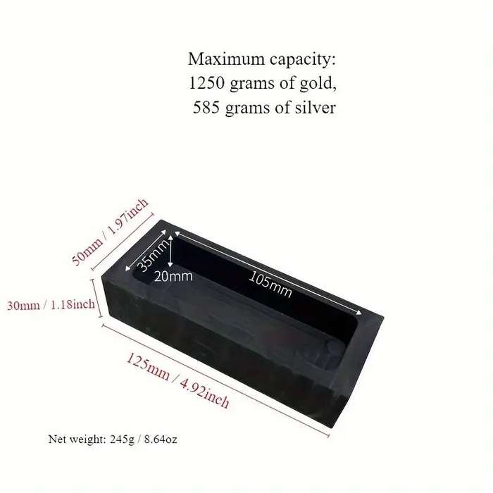 Graphite Casting Melting  Mold 1250Grams for Gold,Silver