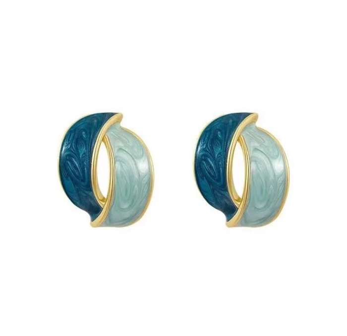 Butterfly Flower Earrings Blue Arc Cross