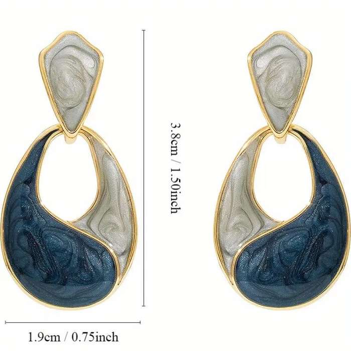 Blue Water Drop Oil-Dripping Earrings