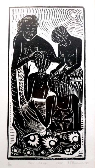 PT Mwahalukage - Hair dresser - A beautiful lithograph! Giveaway price, bid now!