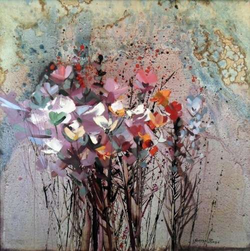 George Boys - Flower still life - Investment art at its finest!! Large 97cm x 97cm Bid now!!