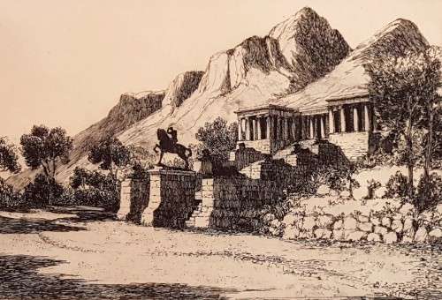 G Wyllie - Rhodes Memorial - A beautiful little etching! Low price, bid now!
