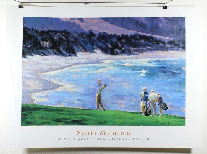Poster - Scott Medlock - Pebble Beach Pro-Am - Beautiful! - Bid now!!