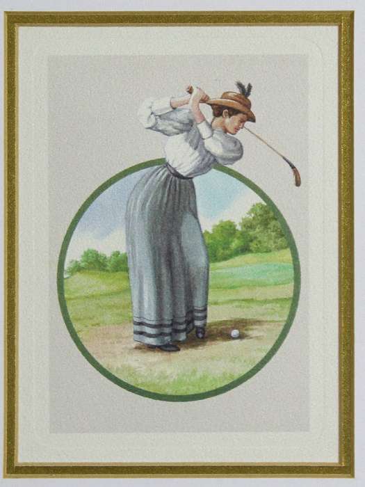 Victorian lady playing golf