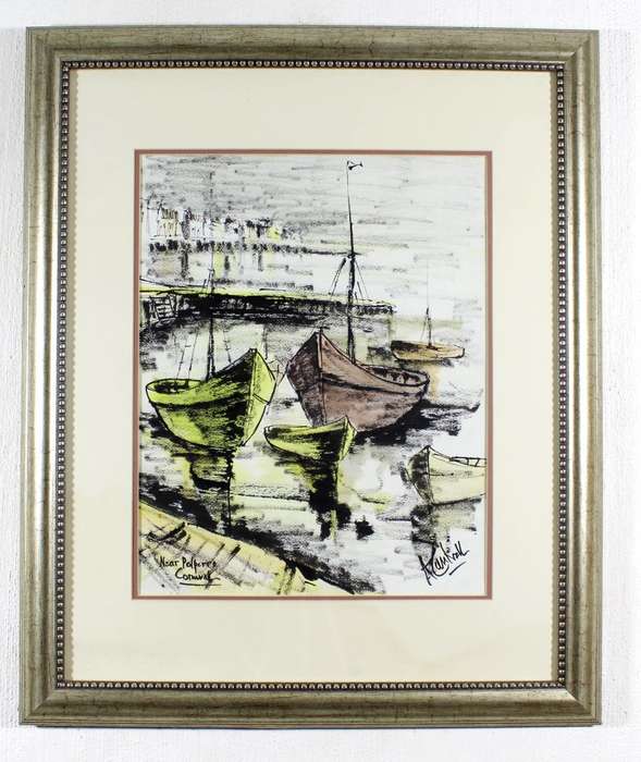 Arthur Cantrell - Boats in the harbor - Near Polperro