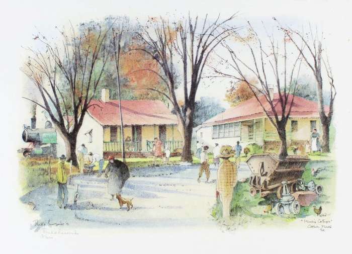 Phillip Bauwcombe - Mines cottages, Crown Mines - Signed print